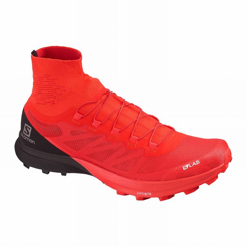 SALOMON UK S/LAB SENSE 8 SOFTGROUND - Mens Trail Running Shoes Red/Black,RKGC64702